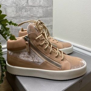 Giuseppe Zanotti - Pink Velvet High-top Sneakers